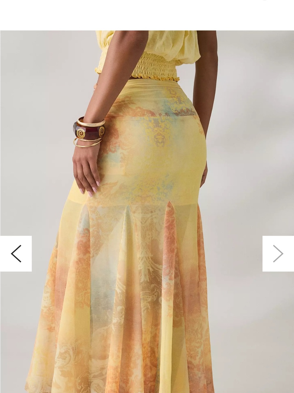Kimchi Blue Yellow Watercolor Print Maxi Skirt - Picture 4 of 10